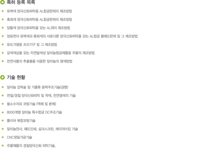 특허 및 기술현황